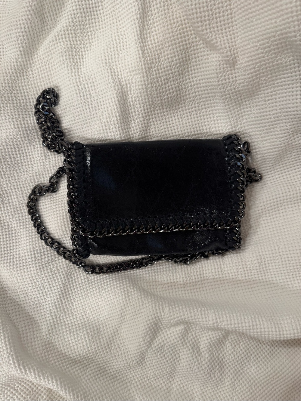 Black Chain-Trim Crossbody Bag